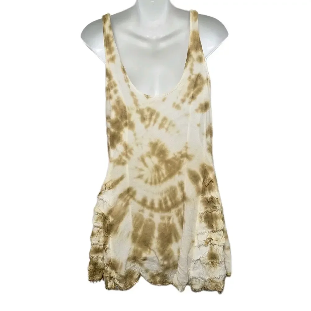 Intimately‎ Free People Sz XS Ruffle Tie Dye Flowy Tank Top Yellow